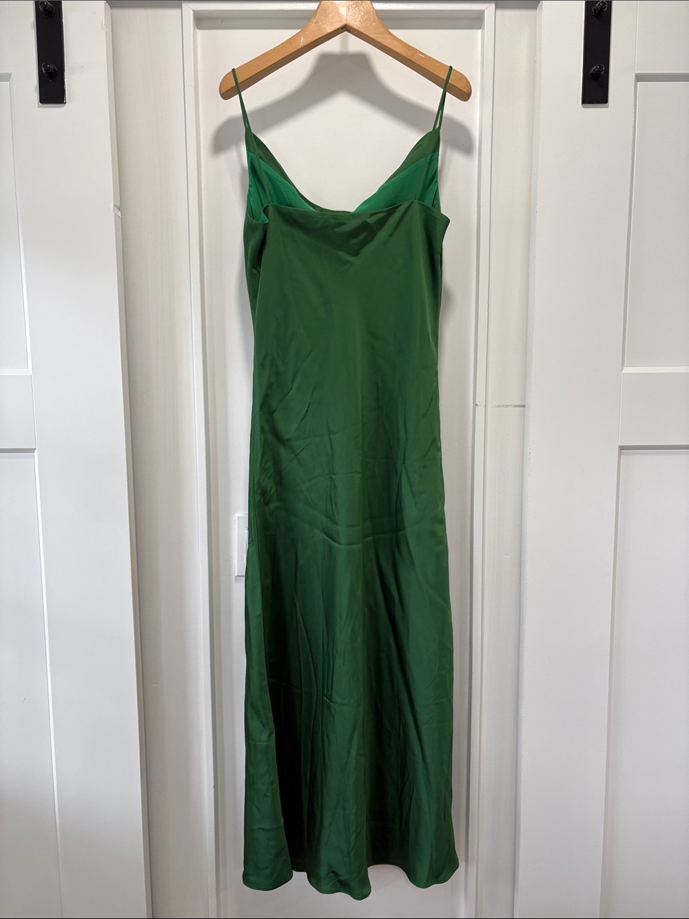 Ann Taylor Green Silky Cowl Neck Maxi Slip Dress Size 8 - Picture 6 of 8